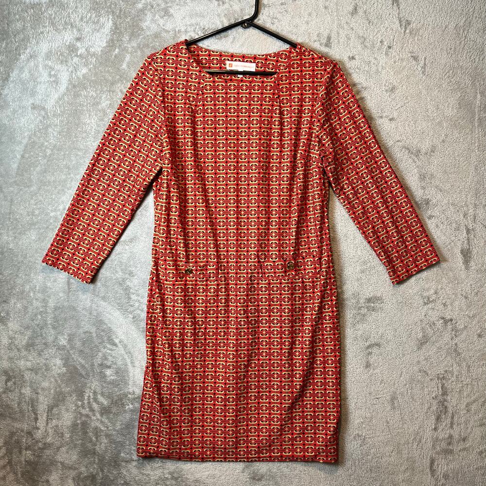 Jude Connally Red Geometric Print Sheath Dress